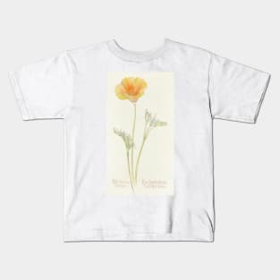 California Poppy - Botanical Illustration Kids T-Shirt